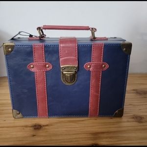 Faux leather suitcase purse with strap